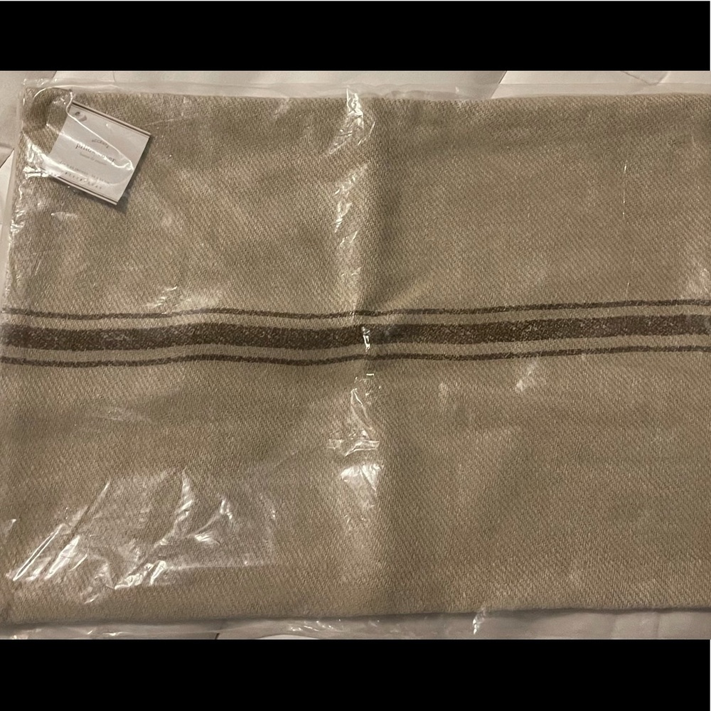 New Rare Pottery Barn Pieced Linen Grainsack Lumbar Pillow Cover, Neutral, 14X20